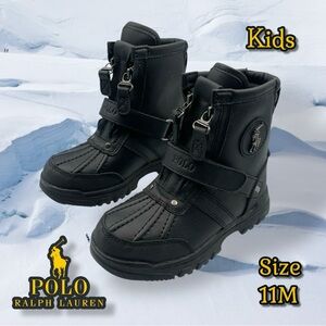 POLO RALPH LAUREN CONQUERED HI ALL WEATHER BOOT Little Kids 11 Black Leather